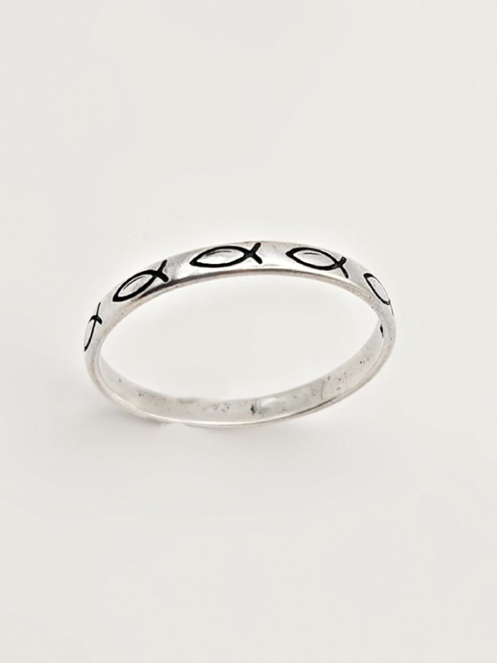 Vintage Sterling Silver Ichthys Fish Ring Size 10 Christian 925 Band